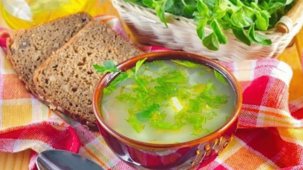 In forma con una tazza di brodo