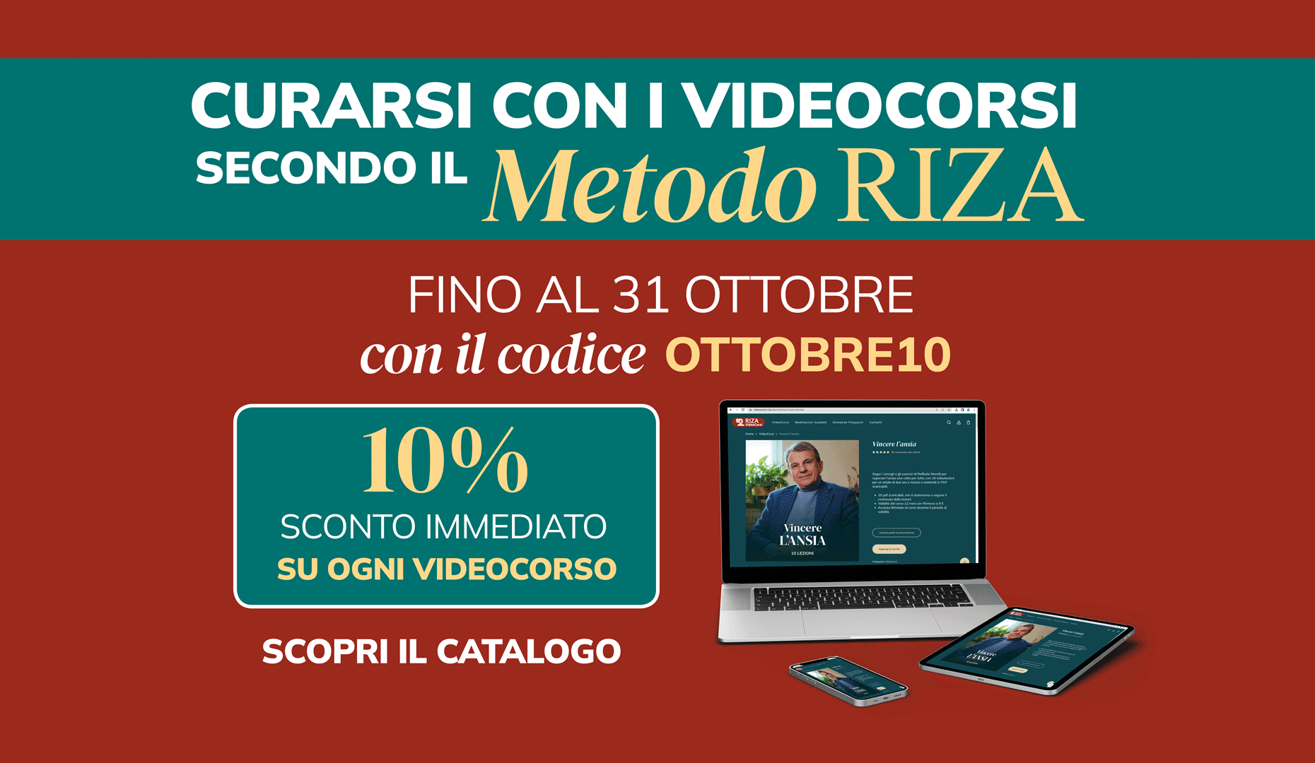 Banner orizzontale Offerta codice OTTOBRE10 VideoCorsi